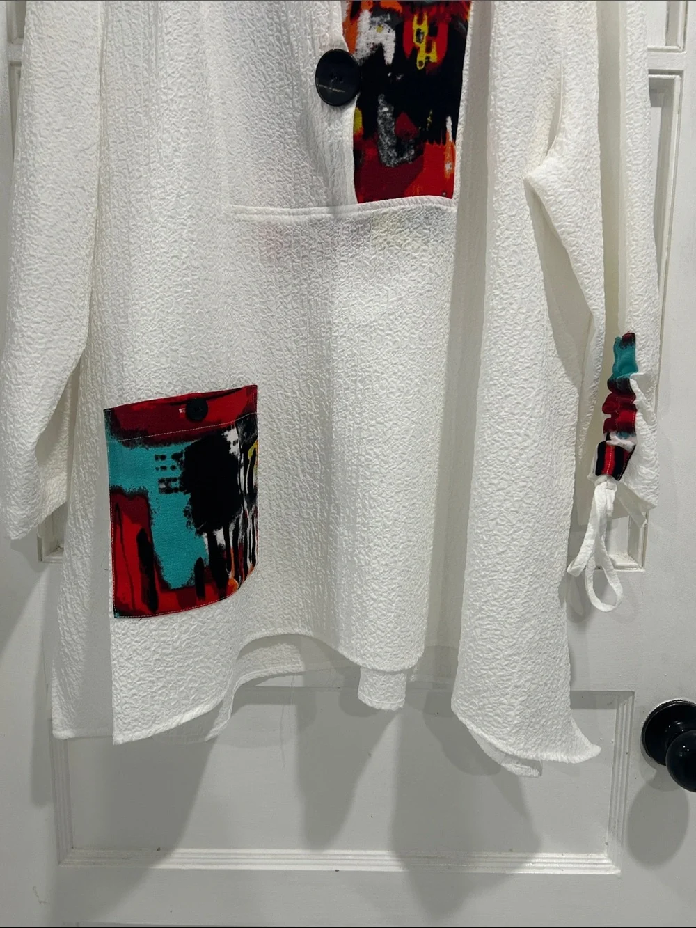 Ali Miles Abstract Art Print Gauzy Lagenlook Tunic Top - Size XL - Picture 7 of 9